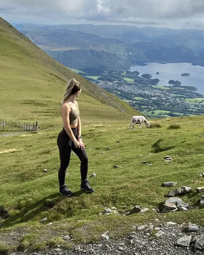 Lara Whiteside hiking above Derwentwater in the Lake District
